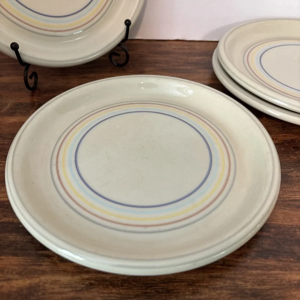 Set Of 4 Studio Nova Gallery Candy Stripes HJ 951 Salad Plate‎ Japan Rare